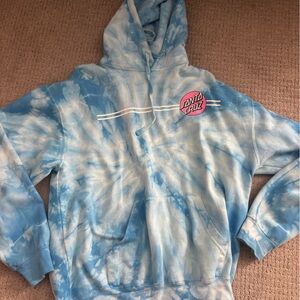 Blue Tie-Dye Hoodie with Logo